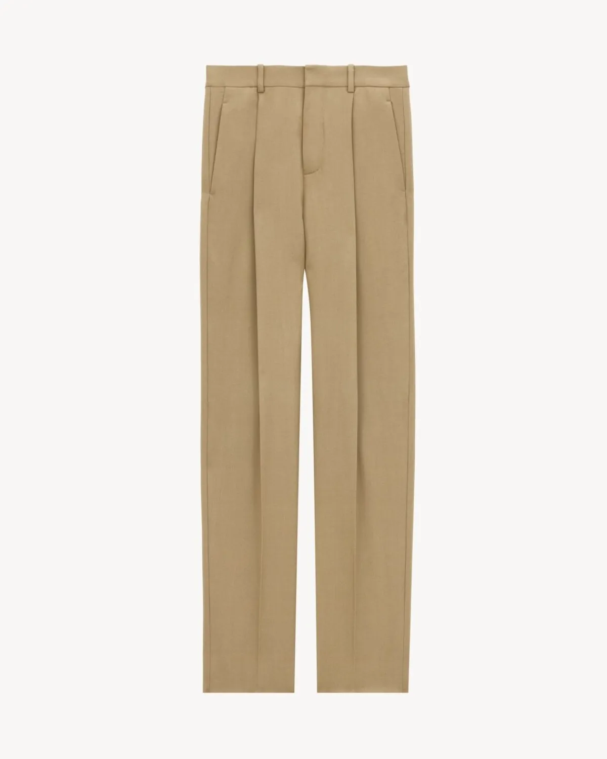 Saint Laurent Jackets And Pants-high-waisted pants in wool gabardine BEIGEFONCE