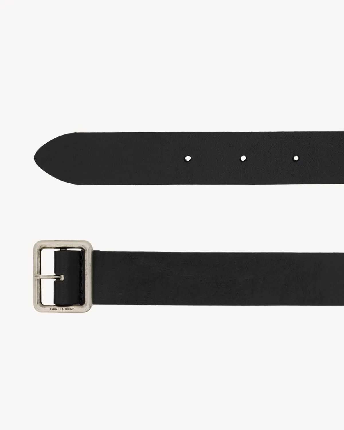 Saint Laurent Belts-HUBLOT buckle thin belt in vegetable-tanned leather BLACK