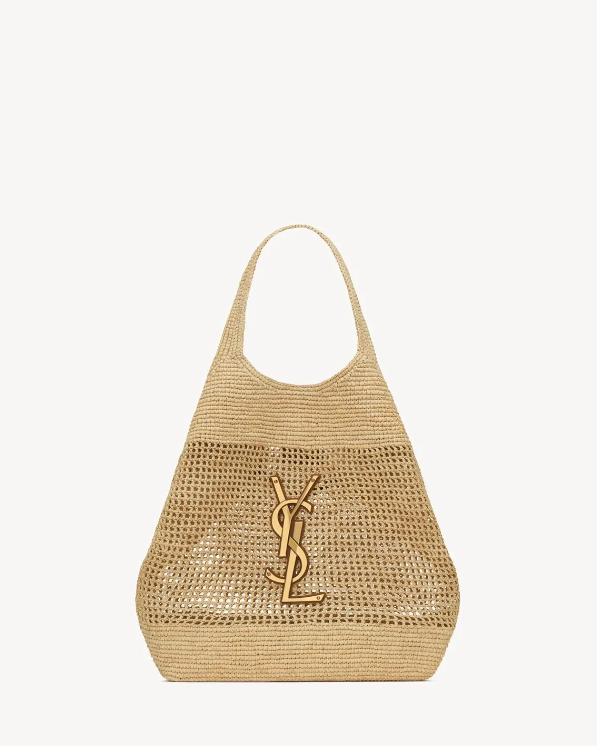 Saint Laurent Totes-ICARE IN RAFFIA NATURELANDBROWNGOLD