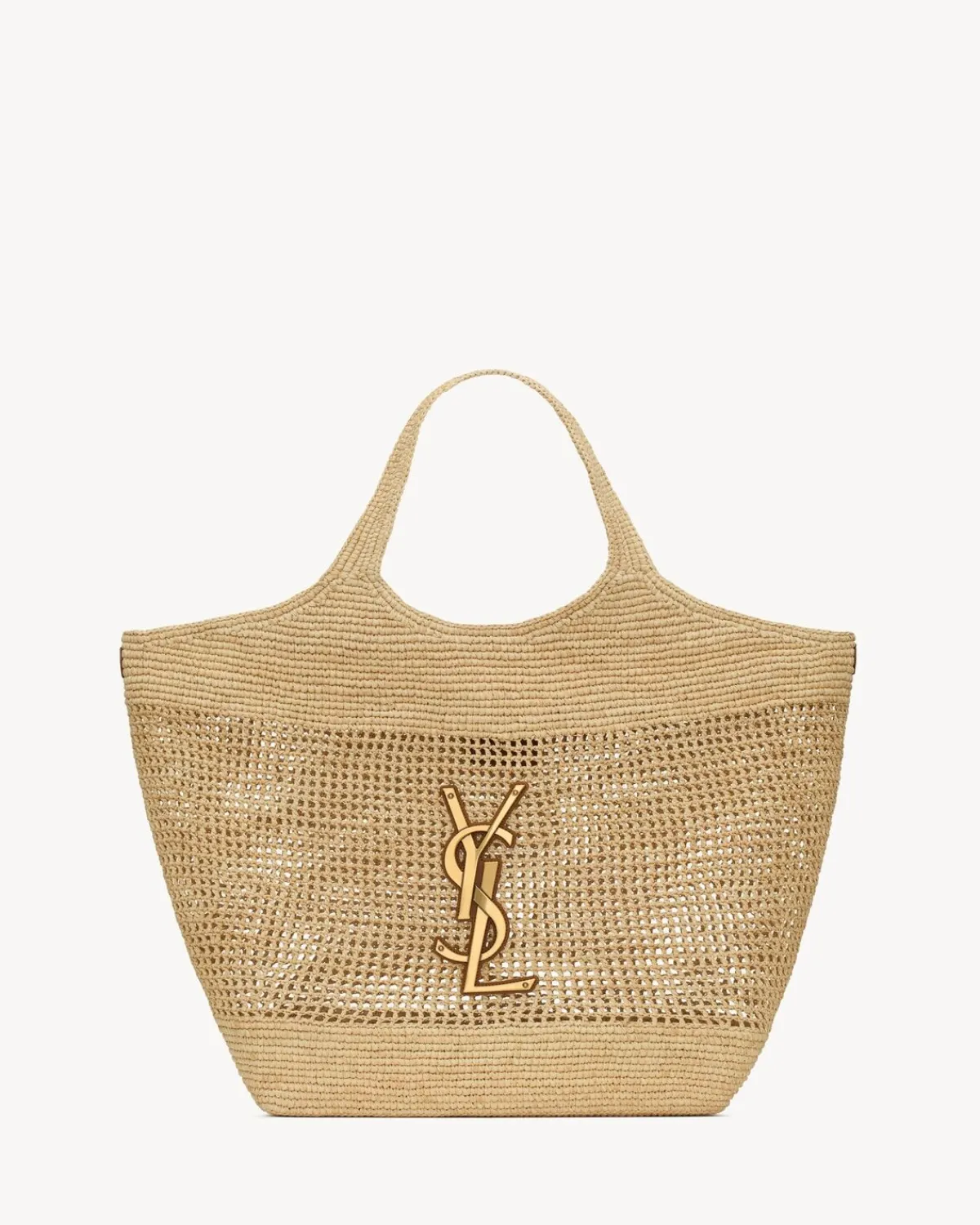 Saint Laurent Totes-ICARE IN RAFFIA NATURELANDBROWNGOLD