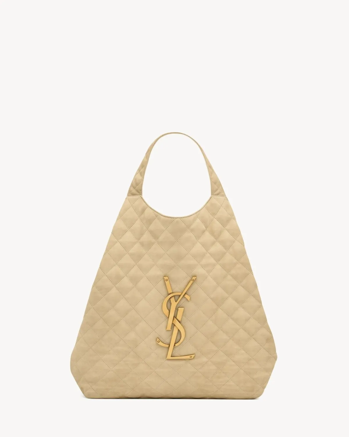 Saint Laurent Totes-ICARE maxi shopping bag in quilted nubuck suede BEIGE
