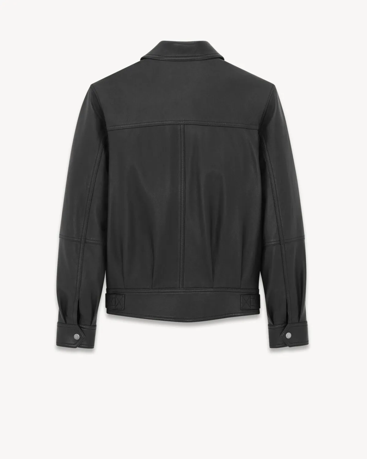 Saint Laurent Leather And Coats-JACKET IN DRUMMED LAMBSKIN BLACK