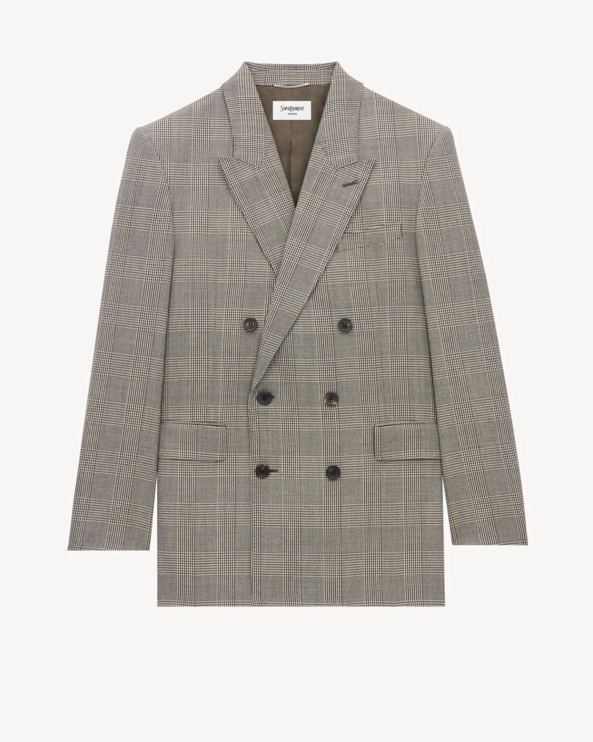 Saint Laurent Jackets And Pants-jacket in prince of wales wool NOIRETMARRON