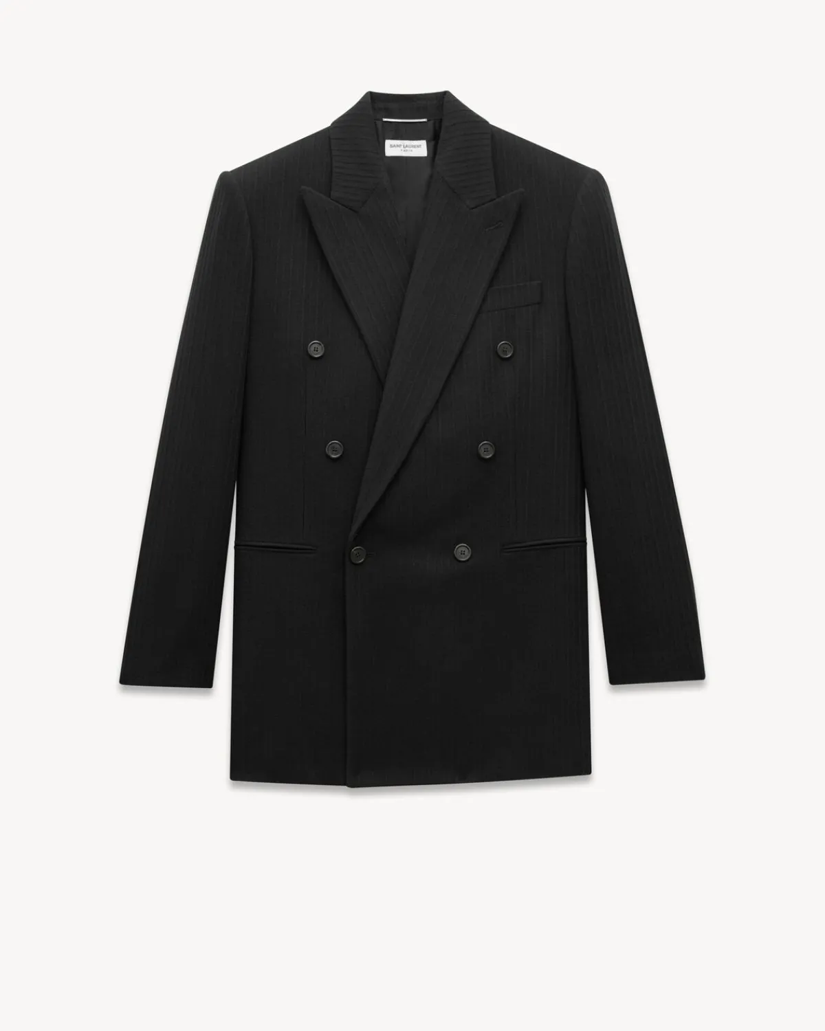 Saint Laurent Jackets And Pants-jacket in striped wool and cashmere flannel BLACK