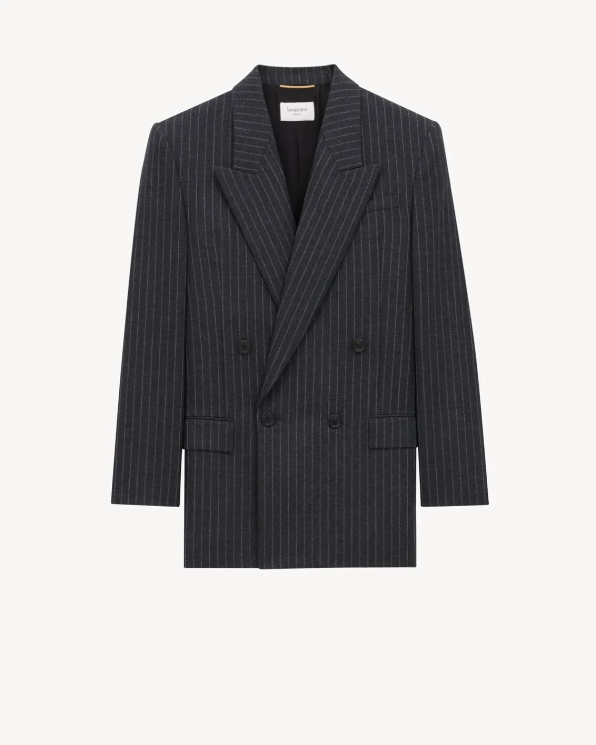 Saint Laurent Jackets And Pants-jacket in striped wool flannel GRIS