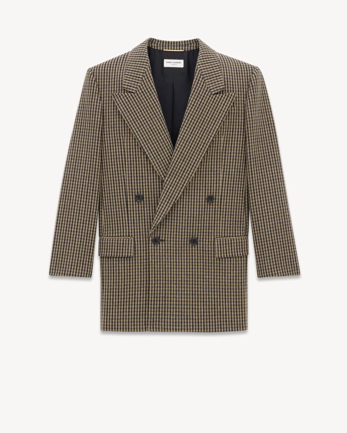 Saint Laurent Jackets And Pants-Jacket in Vichy Wool BEIGE,BLACKANDBROWN