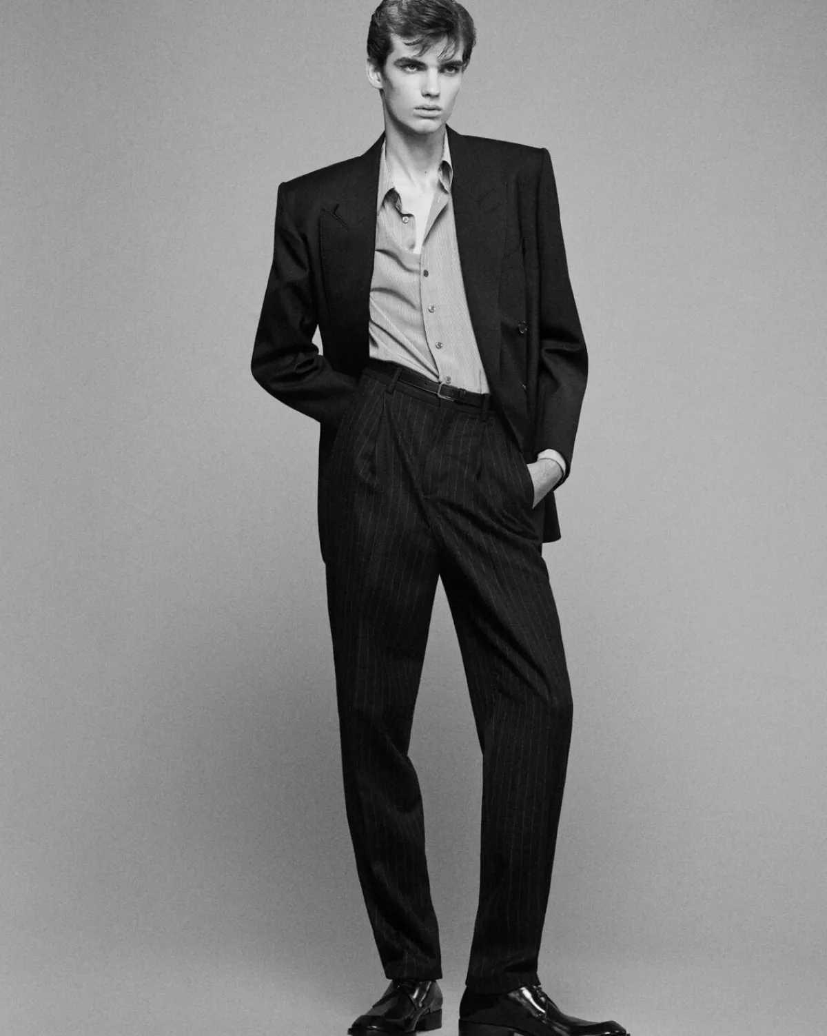 Saint Laurent Jackets And Pants-jacket in wool chiné NOIR