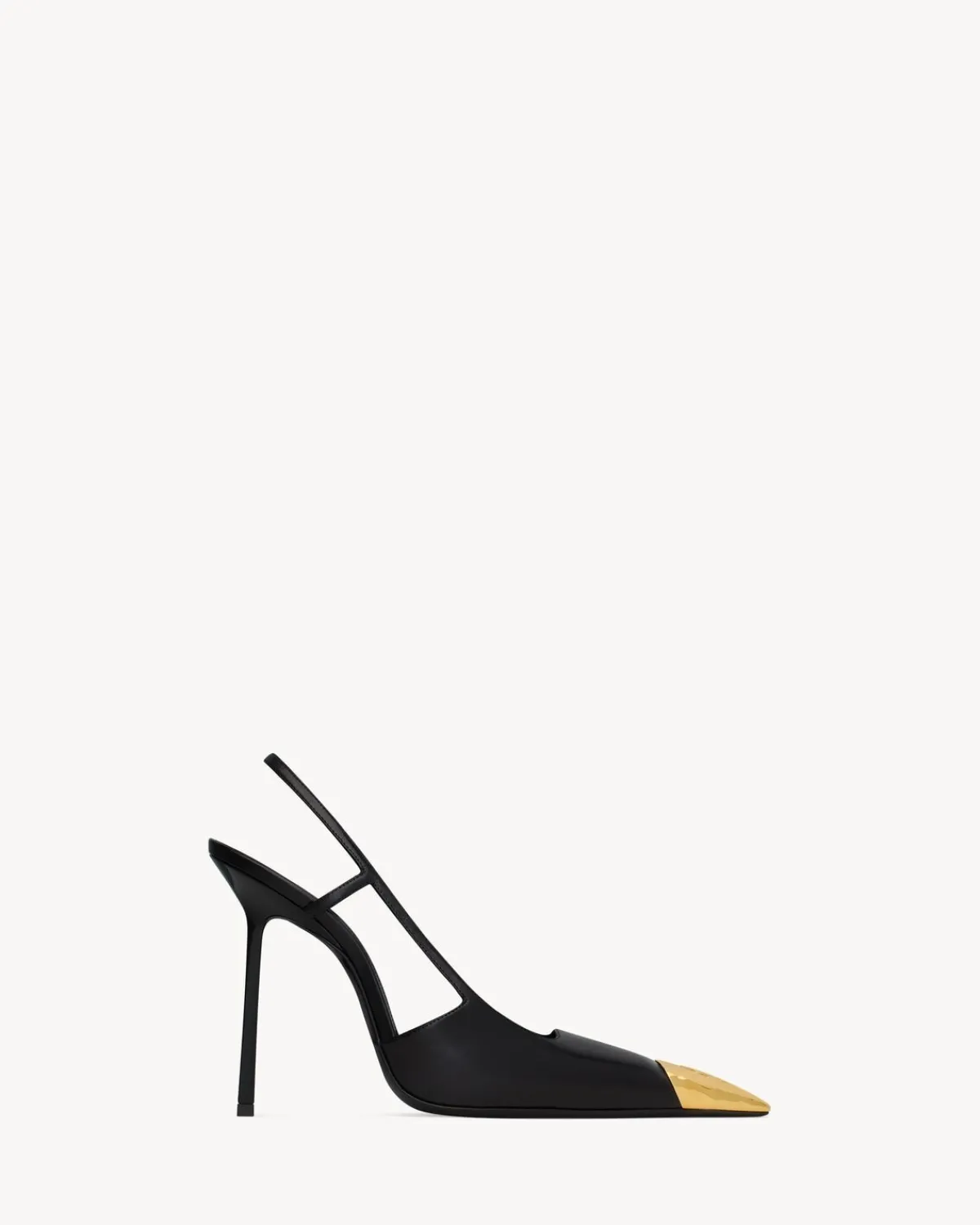 Saint Laurent Slingbacks-JEANNE slingback pumps in smooth leather BLACKANDGOLD