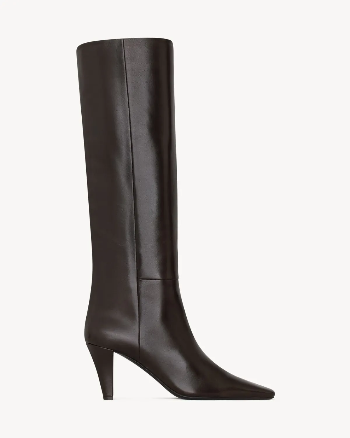 Saint Laurent Boots-JILL boots in smooth leather DARKCHOCOLATE