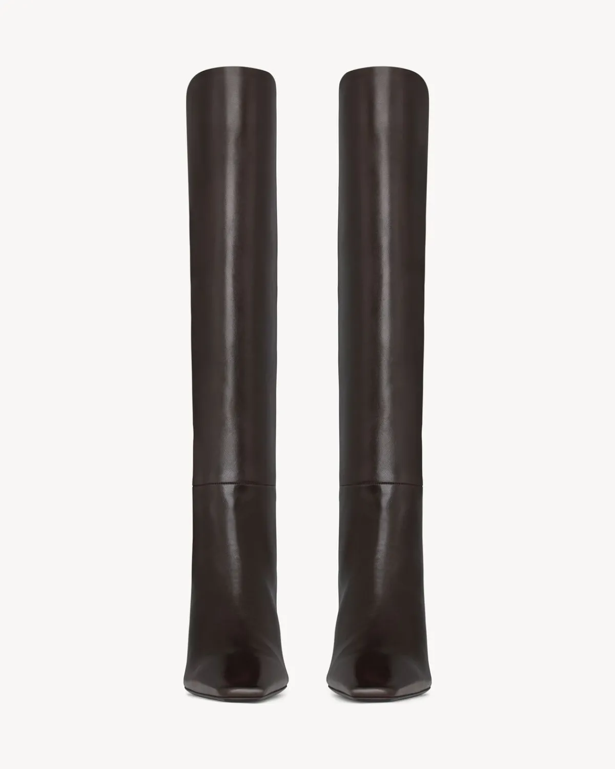 Saint Laurent Boots-JILL boots in smooth leather DARKCHOCOLATE