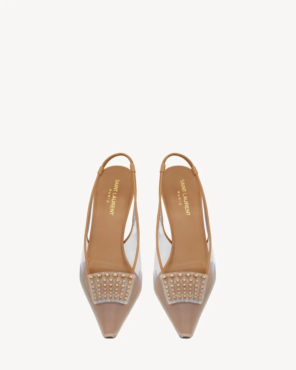 Saint Laurent Slingbacks-JIVE slingback pumps in TPU and rhinestones TRANSPARENTANDMACADAMIA