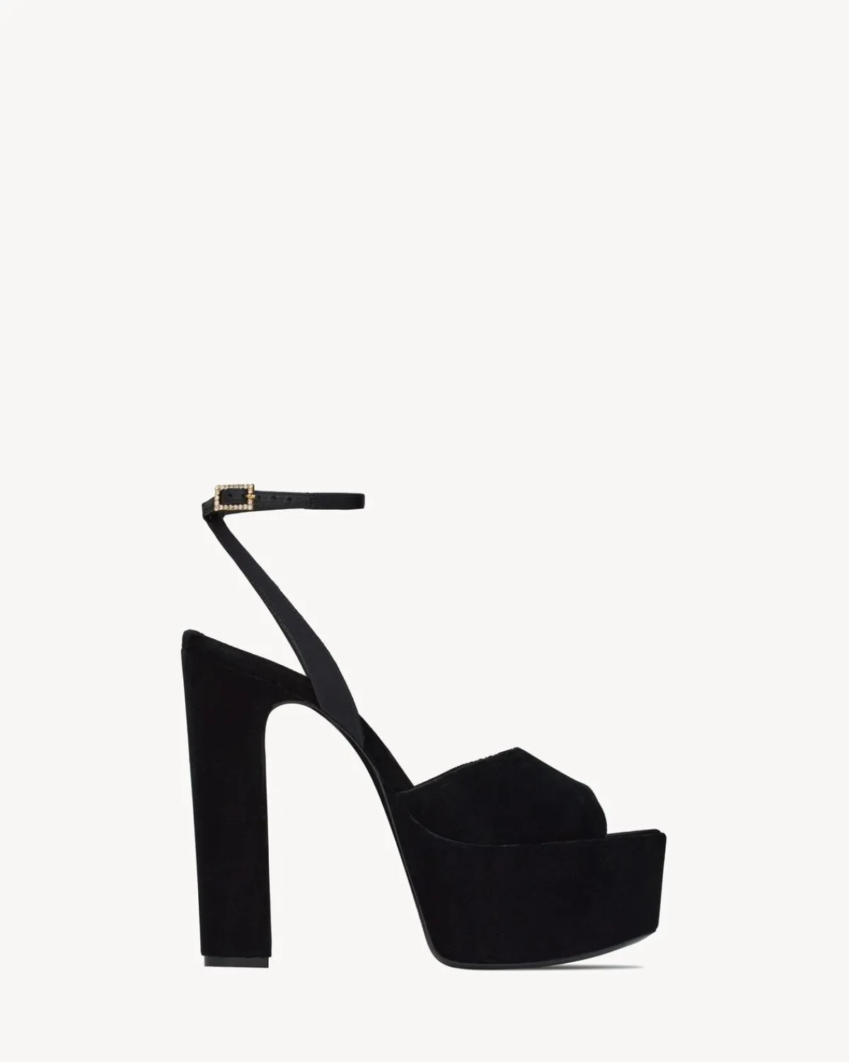 Saint Laurent Sandals-Jodie platform sandals in velvet BLACK