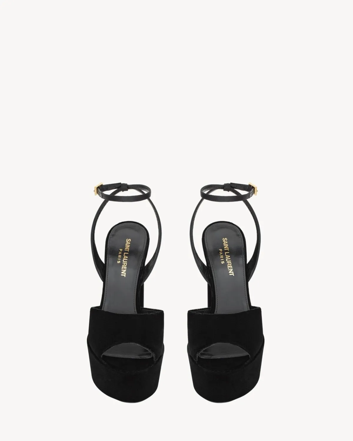 Saint Laurent Sandals-Jodie platform sandals in velvet BLACK