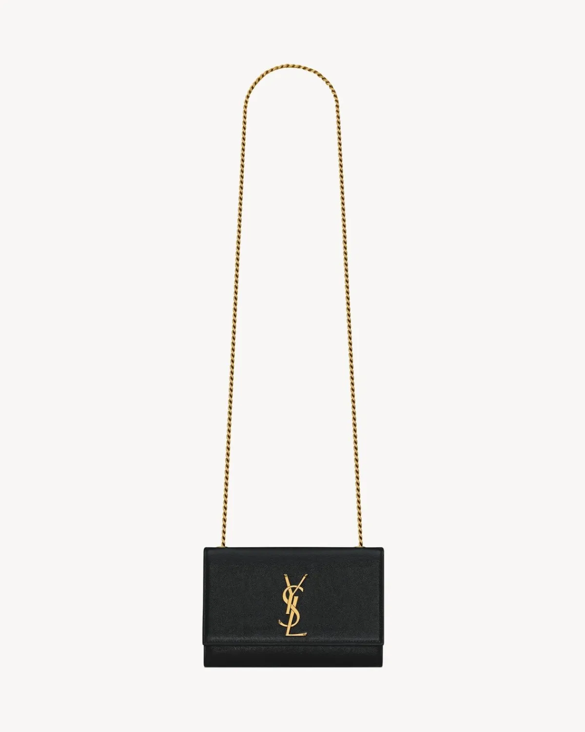 Saint Laurent Shoulder Bags-KATE SMALL in shiny grained leather BLACK