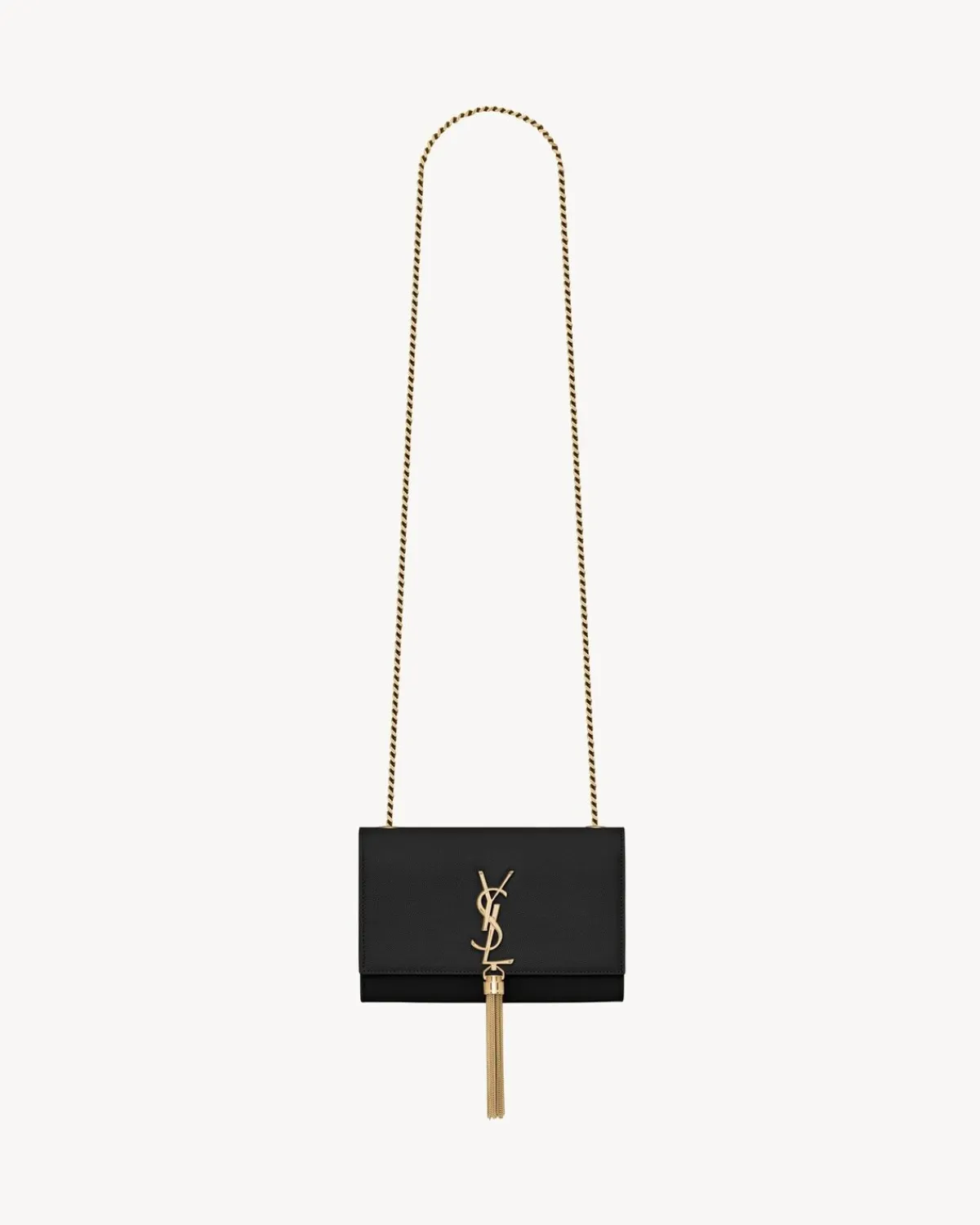 Saint Laurent Clutches And Evening-KATE SMALL TASSEL IN GRAIN DE POUDRE EMBOSSED LEATHER BLACK