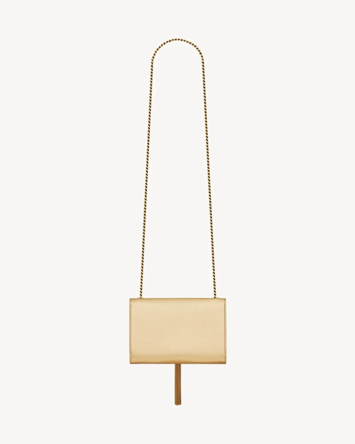 Saint Laurent Clutches And Evening-KATE TASSEL SMALL IN METALLIC LEATHER GOLD