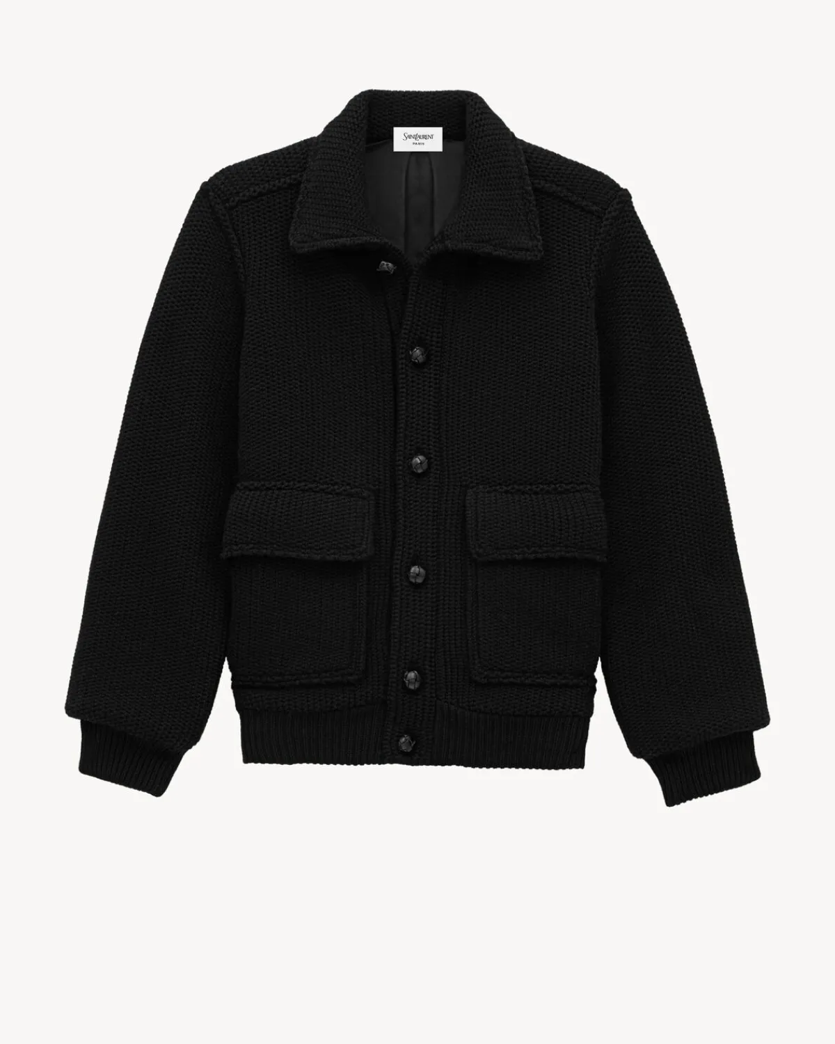 Saint Laurent Outerwear-knit bomber in wool NOIR