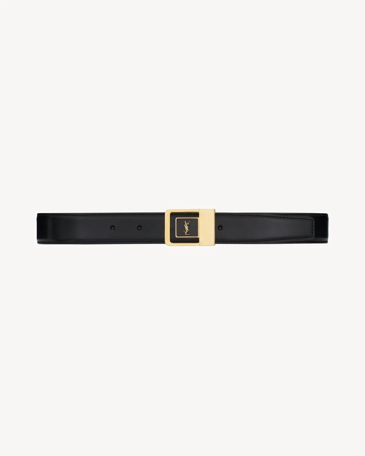 Saint Laurent Belts | Belts-LA 66 buckle belt in lacquered leather BLACK