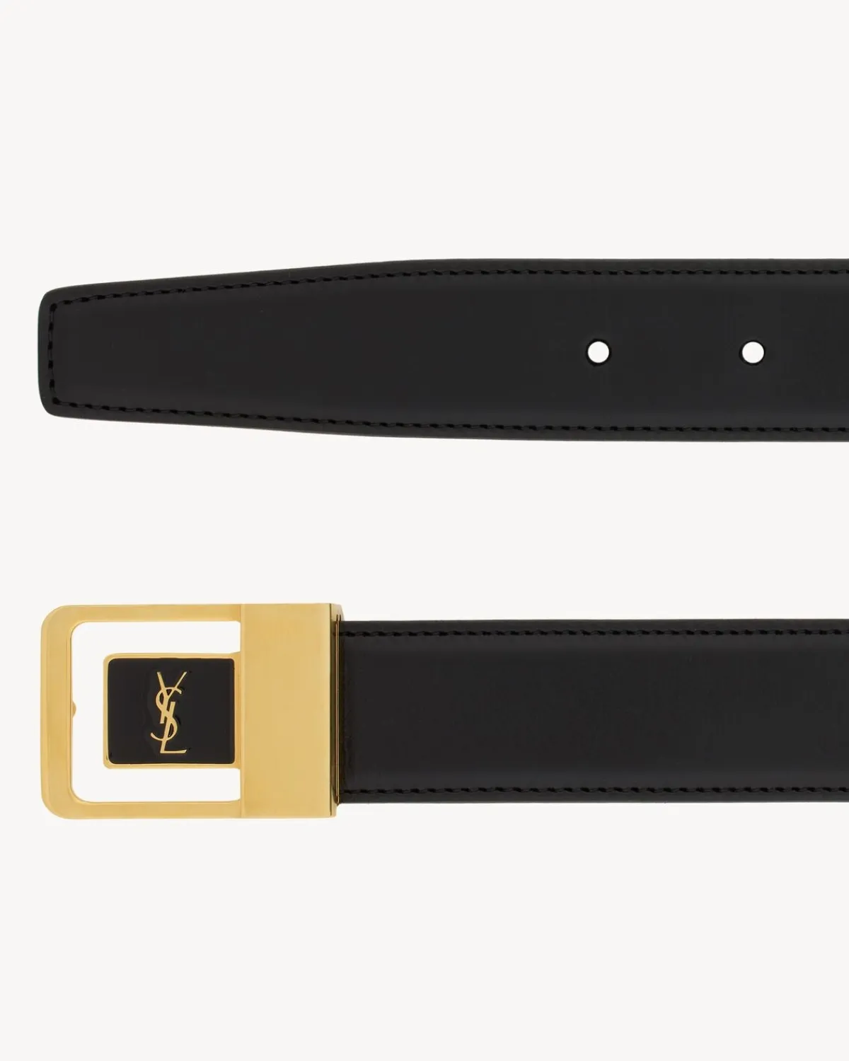 Saint Laurent Belts | Belts-LA 66 buckle belt in lacquered leather BLACK