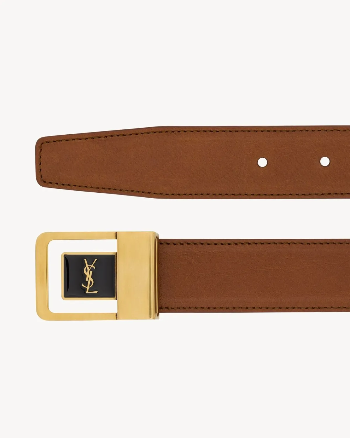 Saint Laurent Belts-LA 66 buckle belt in leather KOBICHA