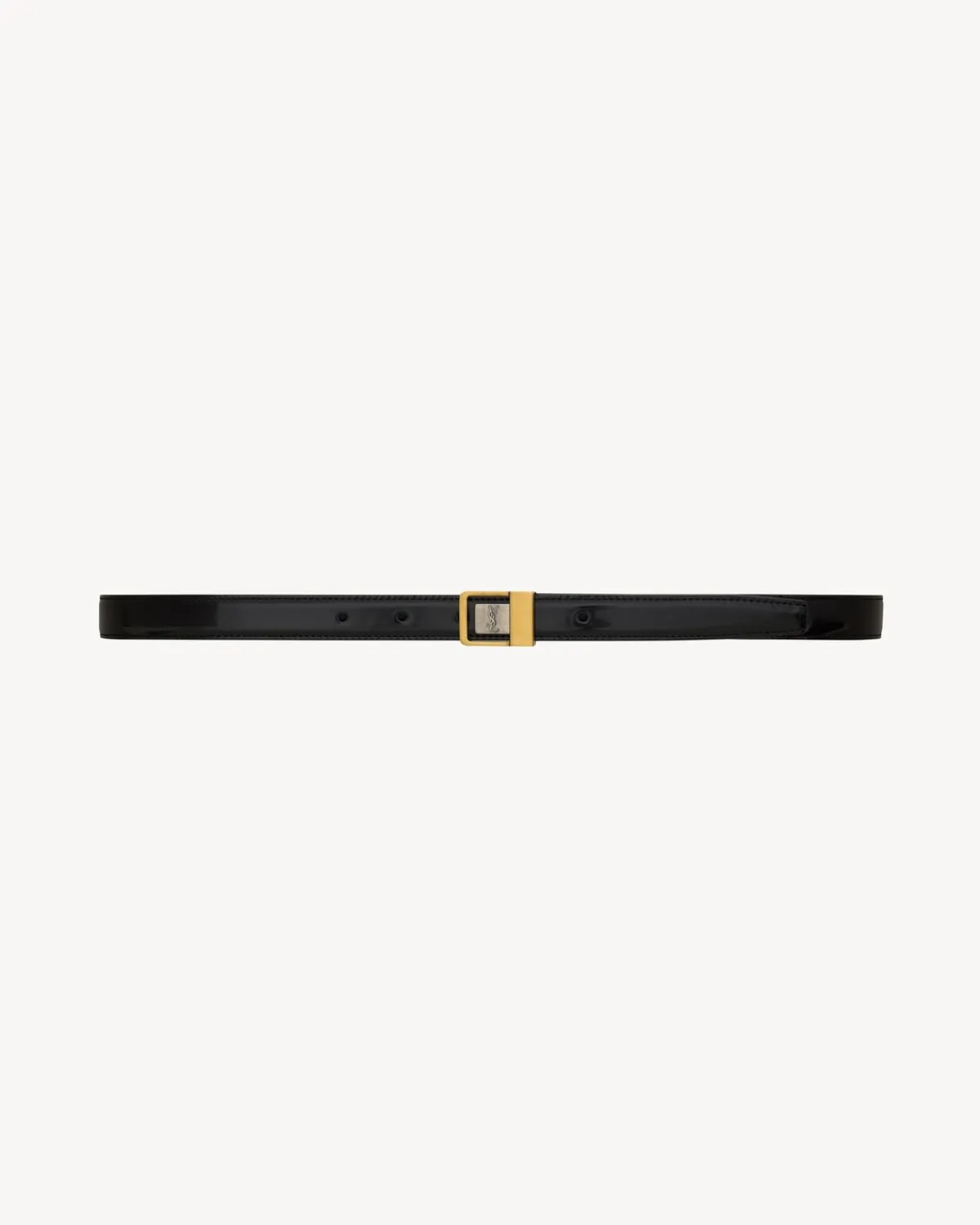 Saint Laurent Belts | Belts-LA 66 buckle thin belt in shiny leather BLACK