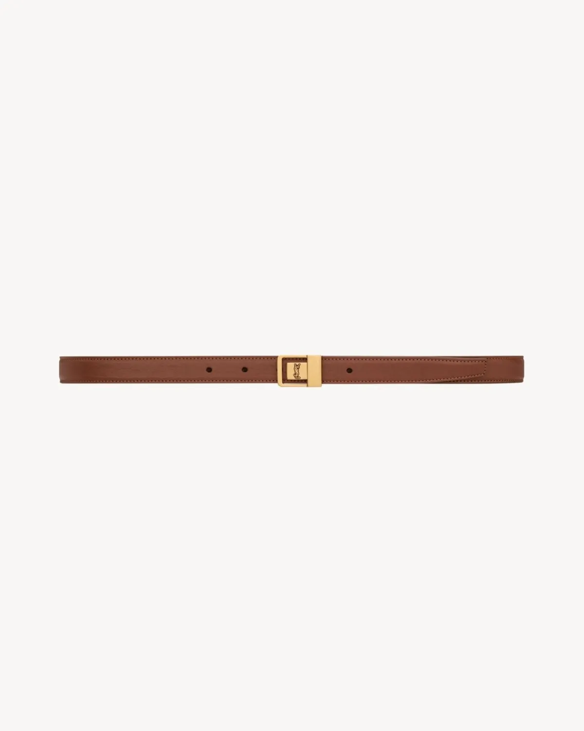 Saint Laurent Belts-LA 66 thin belt in grained lambskin WETCLAY