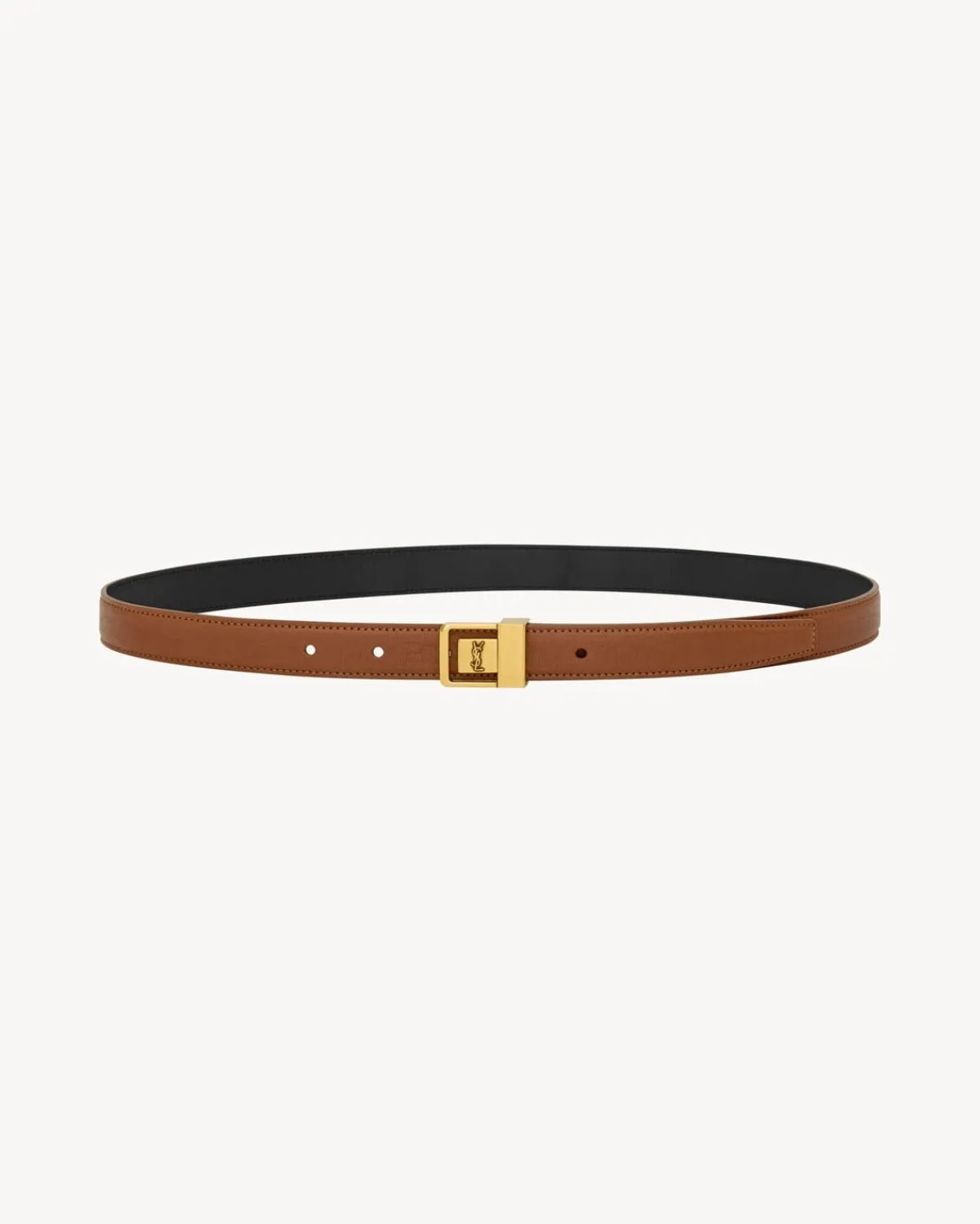 Saint Laurent Belts-LA 66 thin belt in grained lambskin WETCLAY