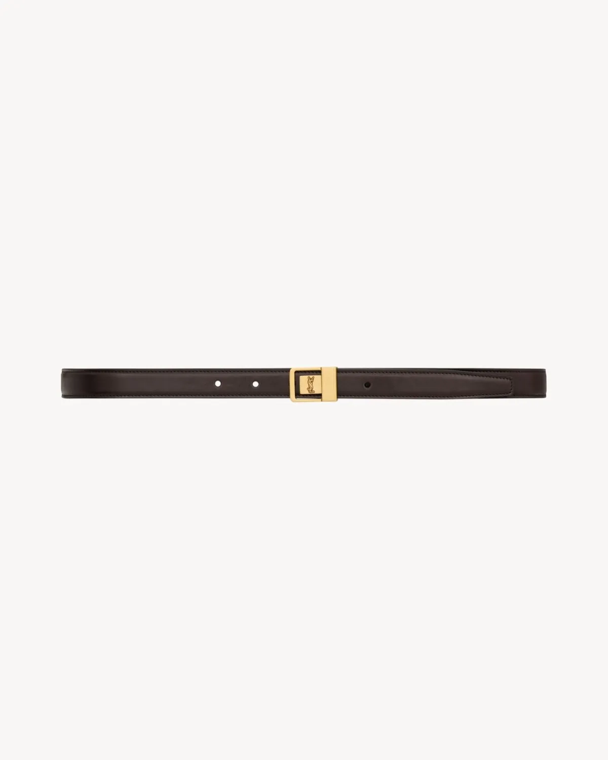 Saint Laurent Belts-LA 66 thin belt in smooth leather BROWNOAK