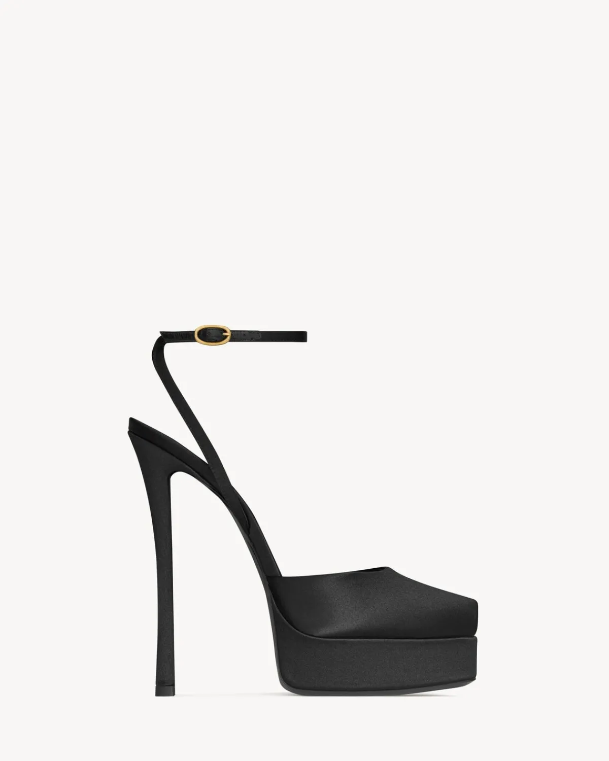 Saint Laurent Sandals-LA SCANDALE platform sandals in satin crepe BLACK