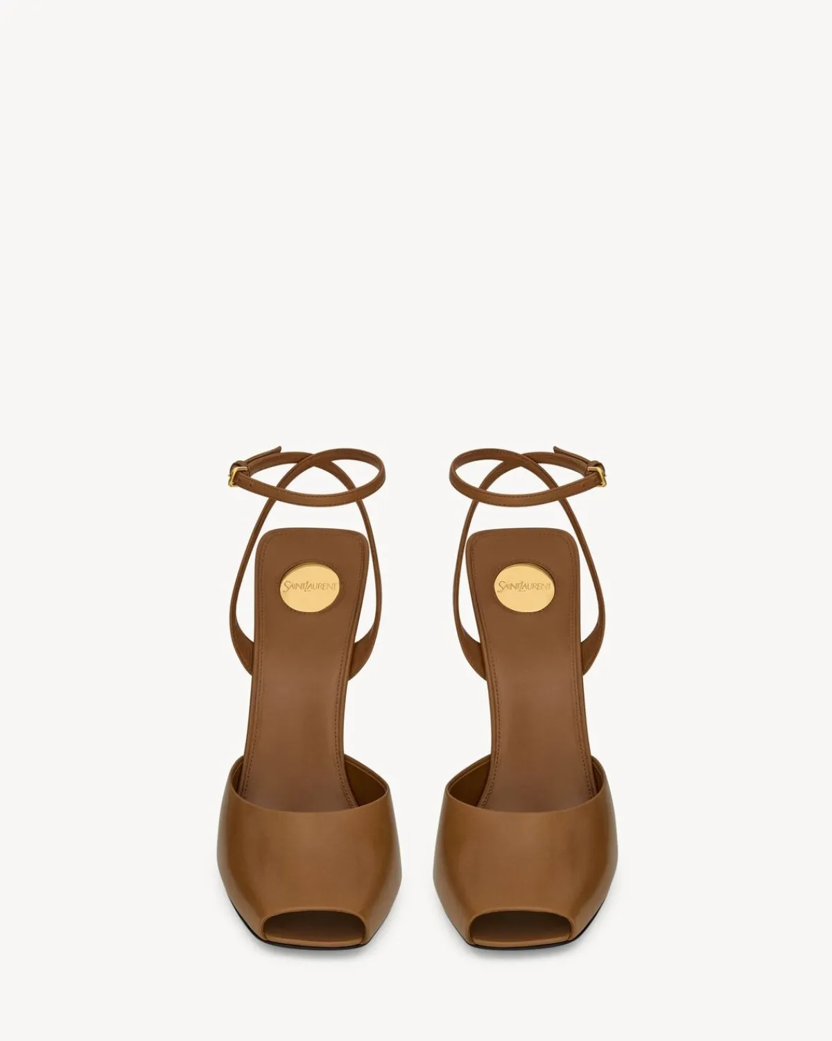 Saint Laurent Sandals-LA SCANDALE sandals in smooth leather MACADAMIA