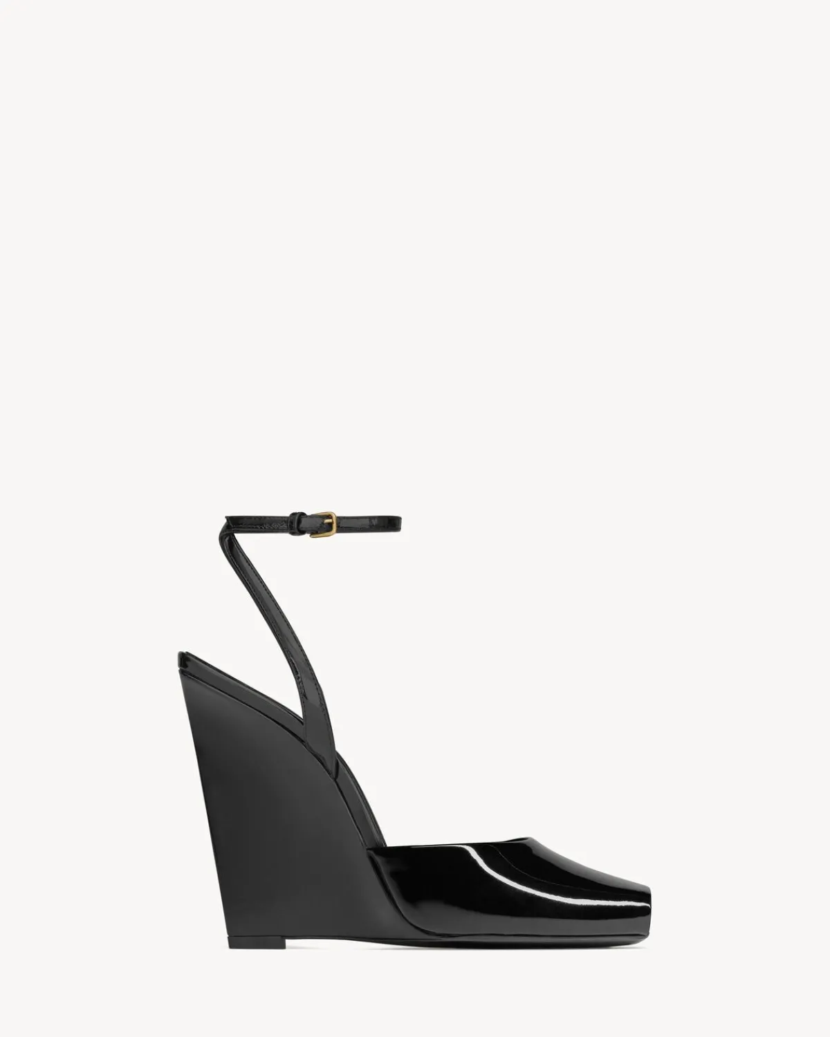 Saint Laurent Sandals-LA SCANDALE wedges in patent leather BLACK