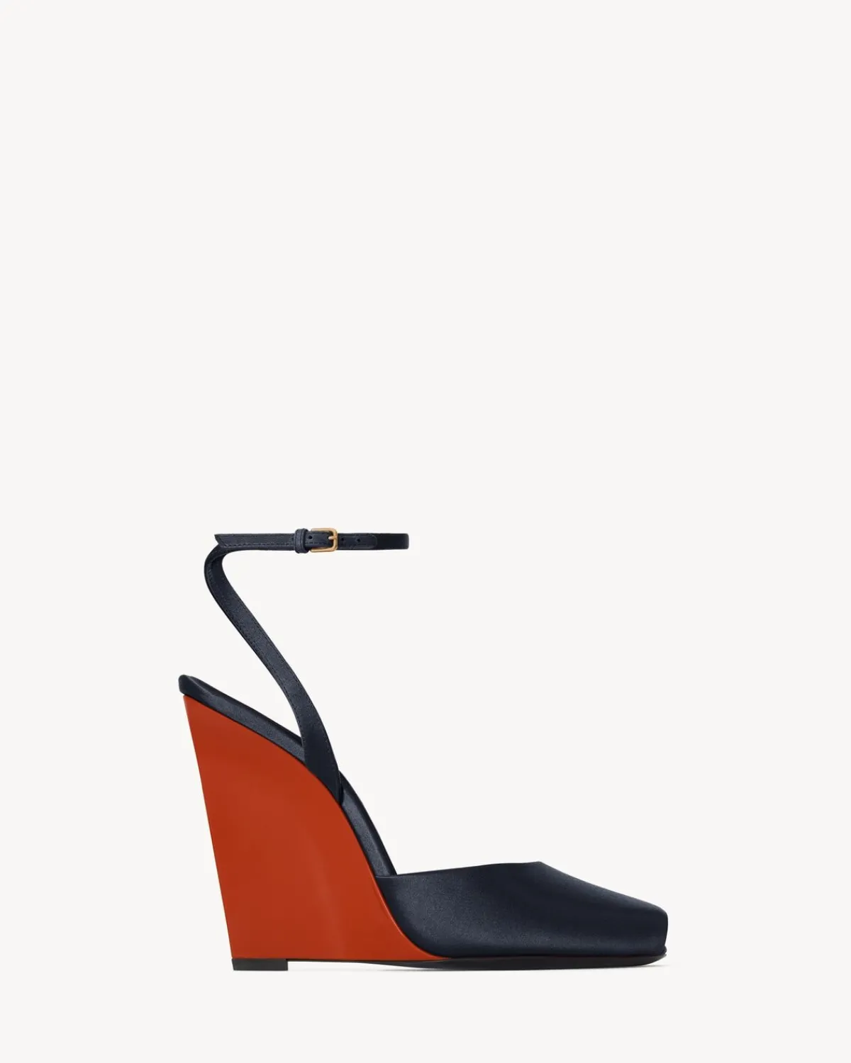 Saint Laurent Sandals-LA SCANDALE wedges in satin crepe PATRIOTNAVYANDLIGHTRUST