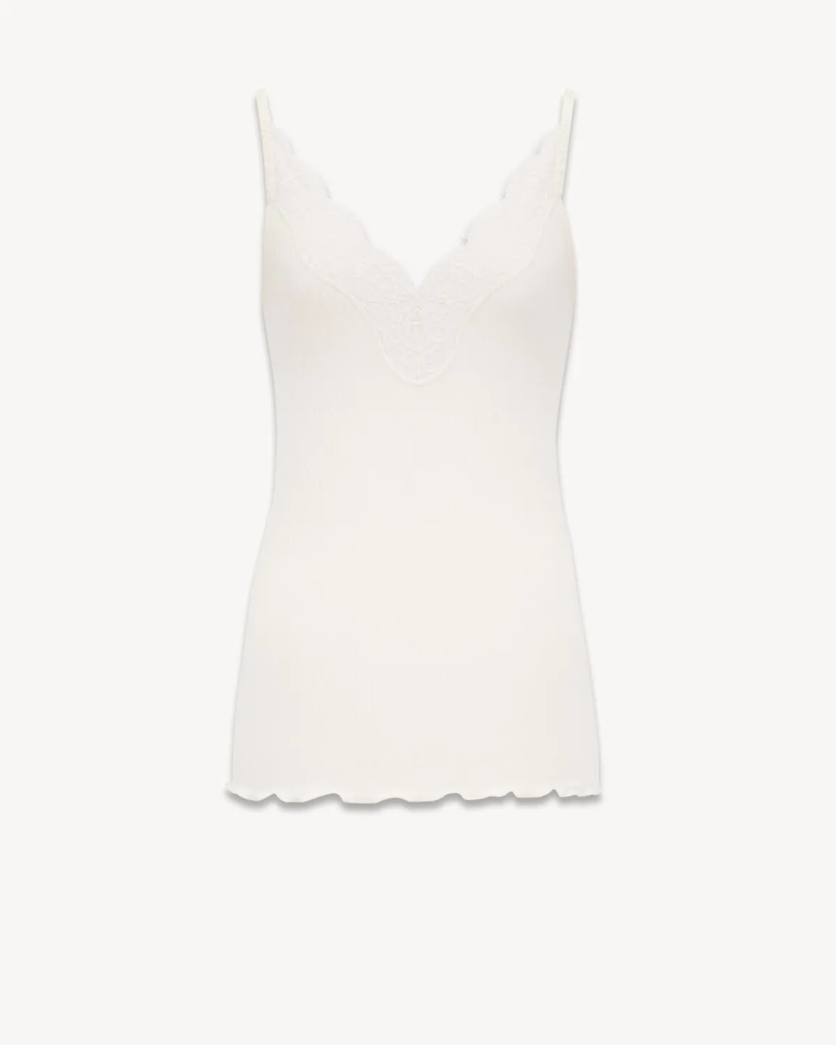 Saint Laurent Jersey-Laced Tank Top in Ribbed Silk Jersey NATUREL