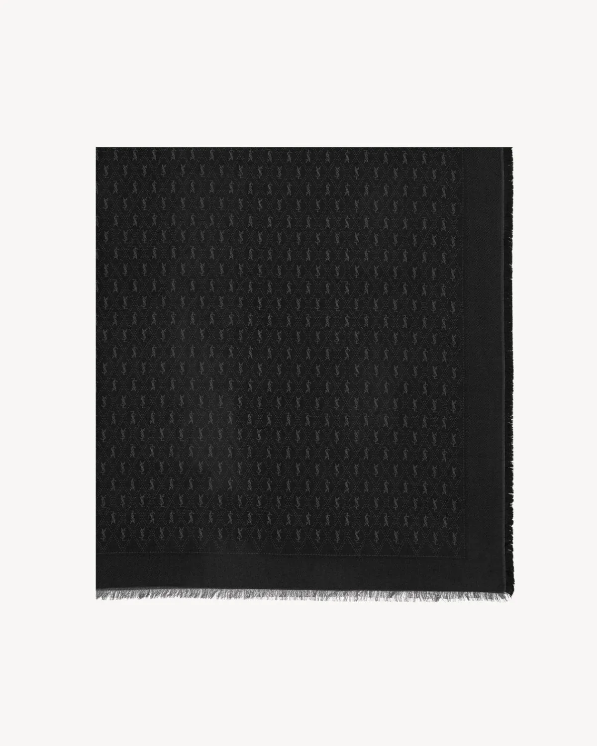 Saint Laurent Scarves And Silk | Other Accessories-Large CASSANDRE scarf in wool jacquard, silk and cotton blend BLACKANDDARKGREY