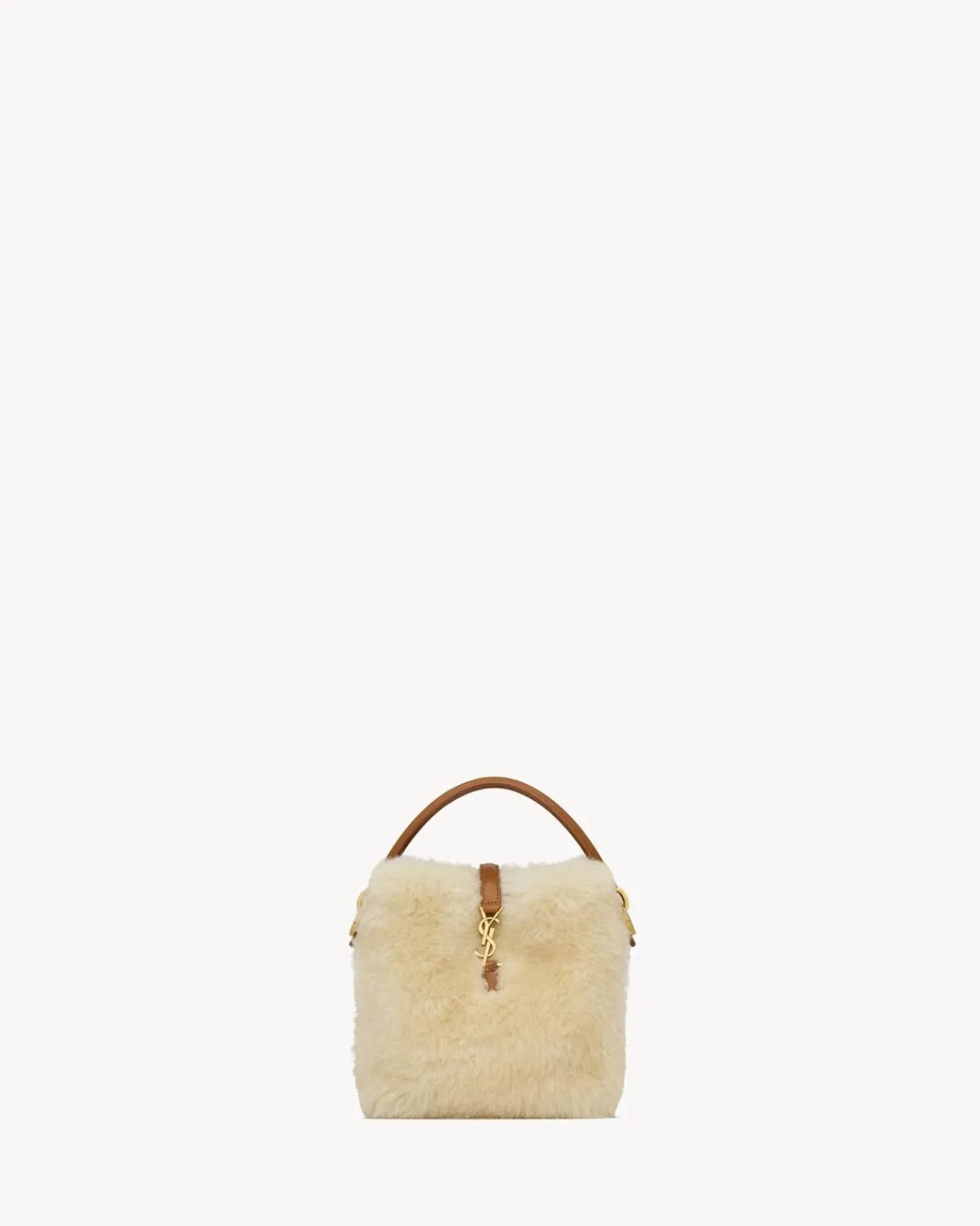 Saint Laurent Hobos And Buckets | Mini Bags-LE 37 mini in shearling CREAMBEIGEANDBRICK