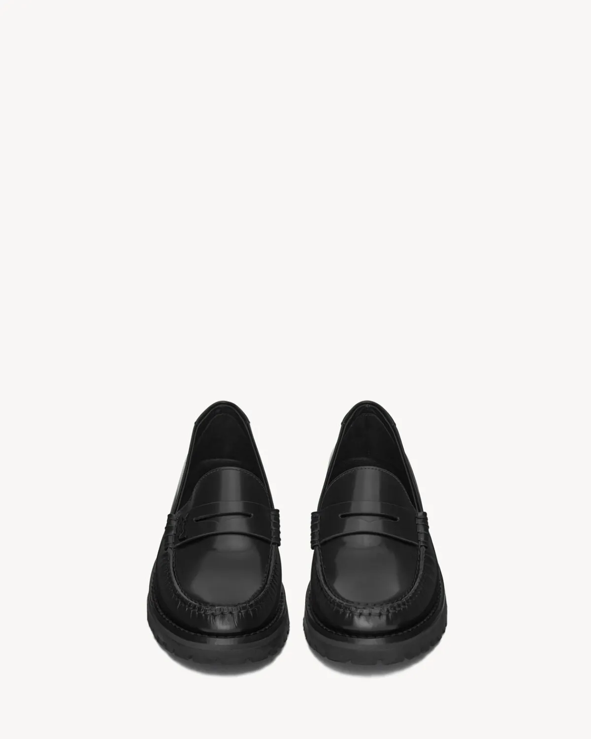 Saint Laurent Loafers-Le Loafer chunky penny slippers in glazed leather BLACK