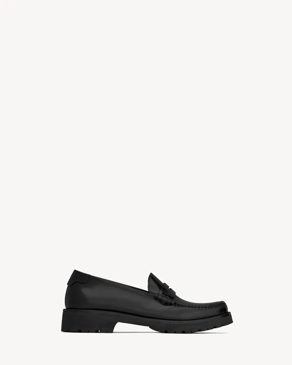 Saint Laurent Loafers-Le Loafer chunky penny slippers in glazed leather BLACK