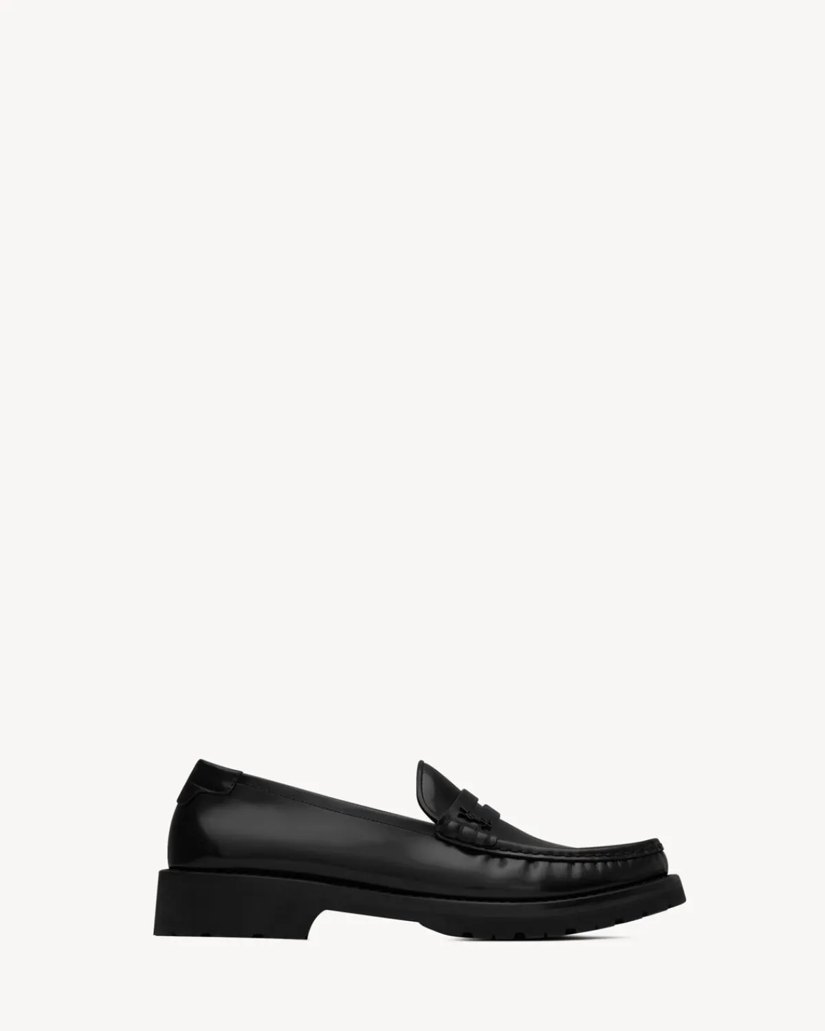 Saint Laurent Loafers-Le Loafer chunky penny slippers in glazed leather BLACK