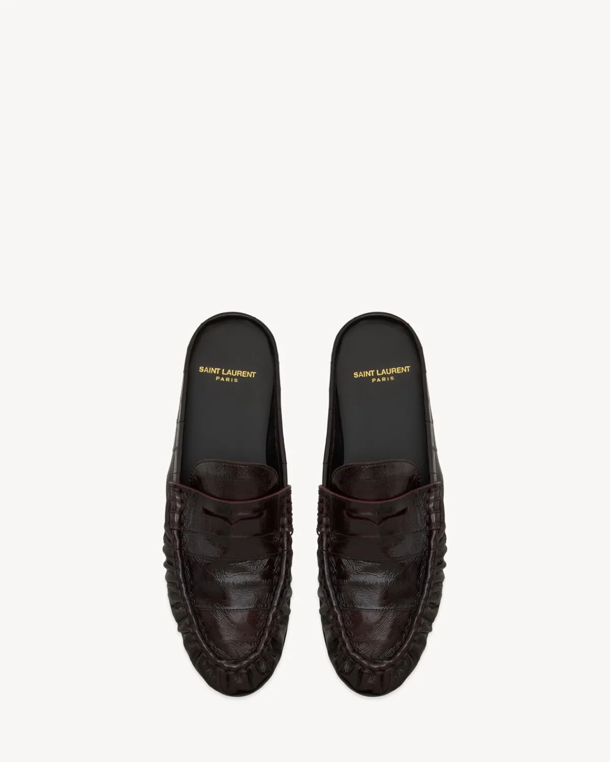 Saint Laurent Loafers-LE LOAFER penny mules in eel BURNTBROWN