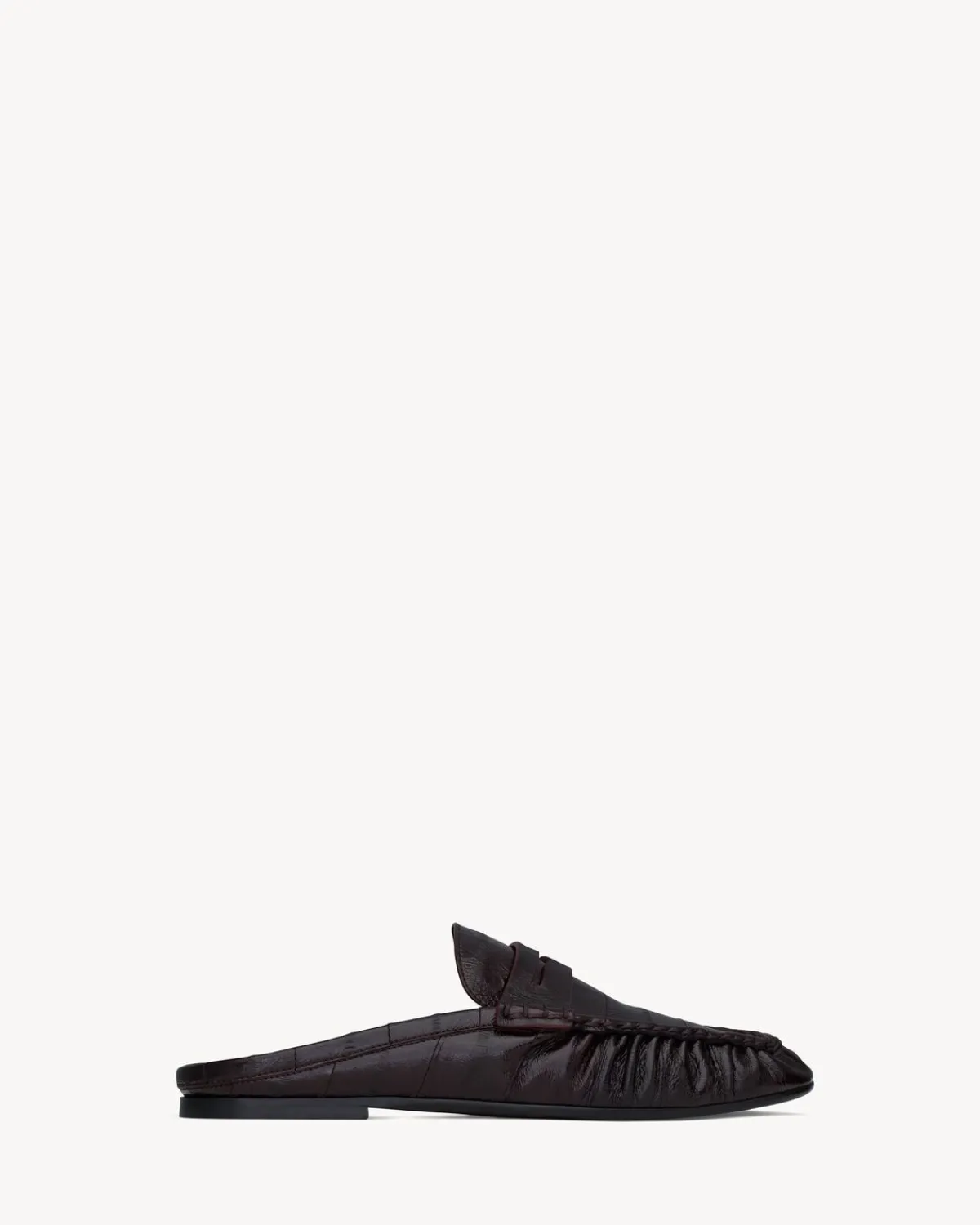 Saint Laurent Loafers-LE LOAFER penny mules in eel BURNTBROWN