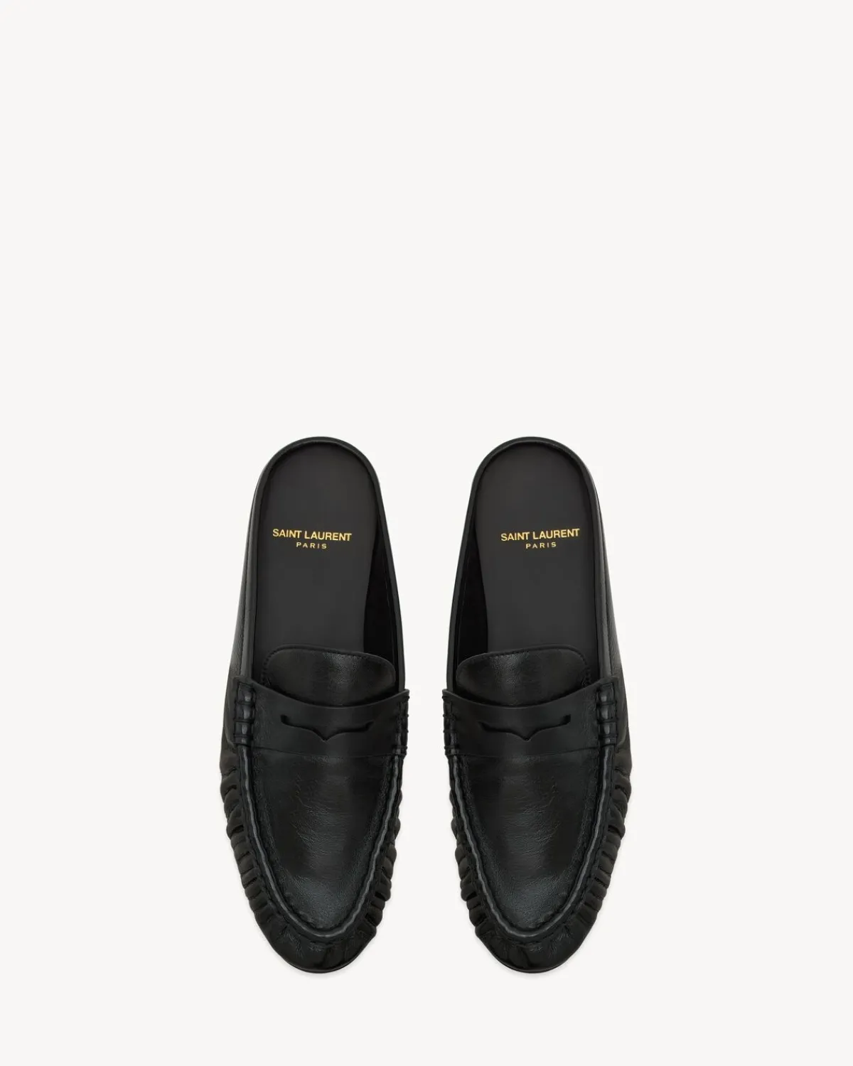 Saint Laurent Loafers-LE LOAFER penny mules in smooth leather BLACK