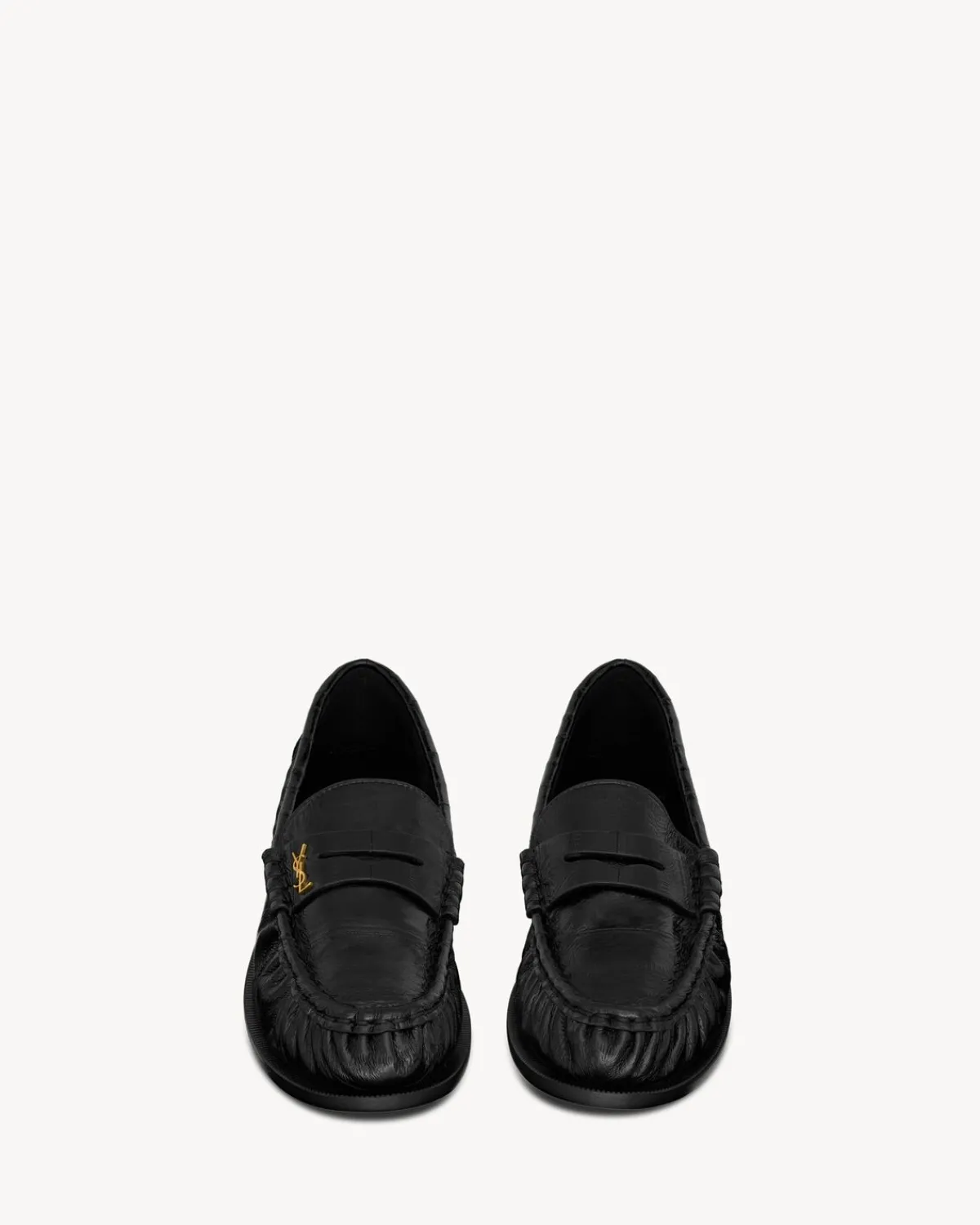 Saint Laurent Loafers-LE LOAFER penny slippers in eel BLACK