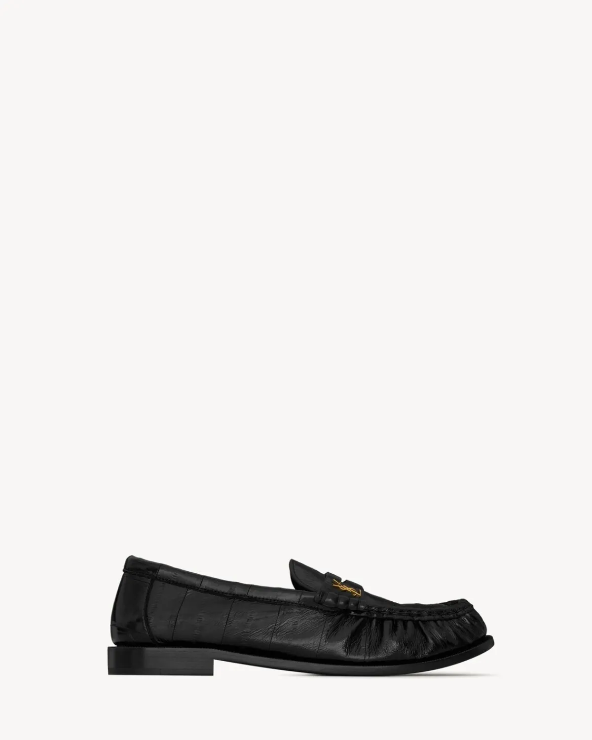 Saint Laurent Loafers-LE LOAFER penny slippers in eel BLACK