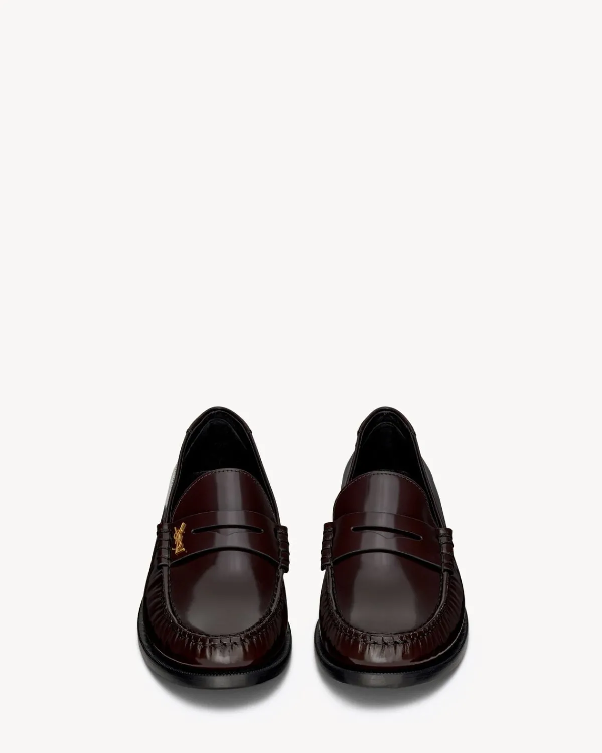 Saint Laurent Loafers-LE LOAFER penny slippers in glazed leather DARKBORDEAUX