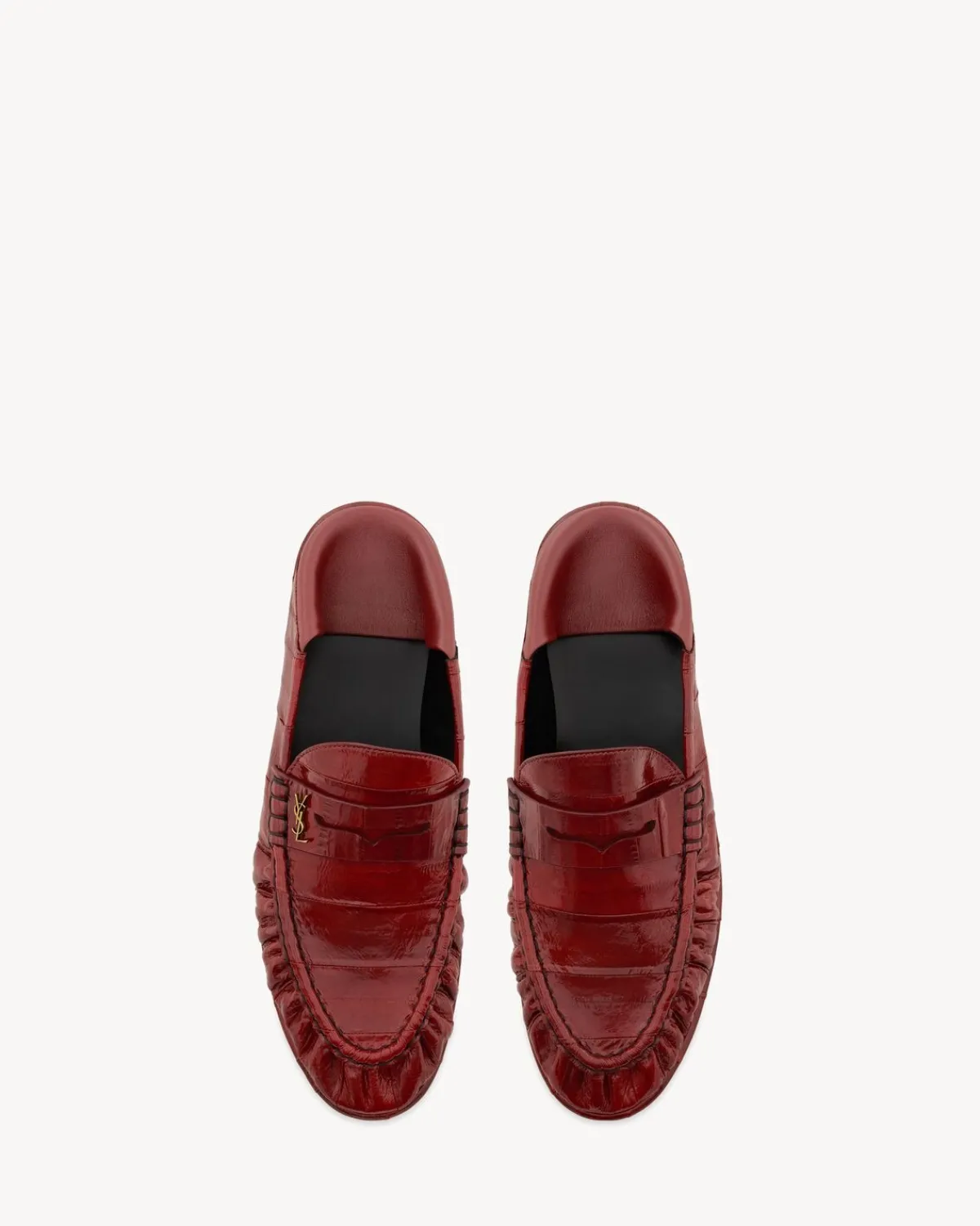 Saint Laurent Loafers-LE LOAFER penny slippers in patent eel GRENADE