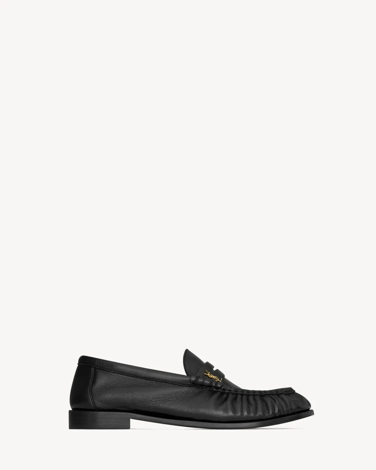 Saint Laurent Loafers-LE LOAFER penny slippers in shiny creased leather BLACK