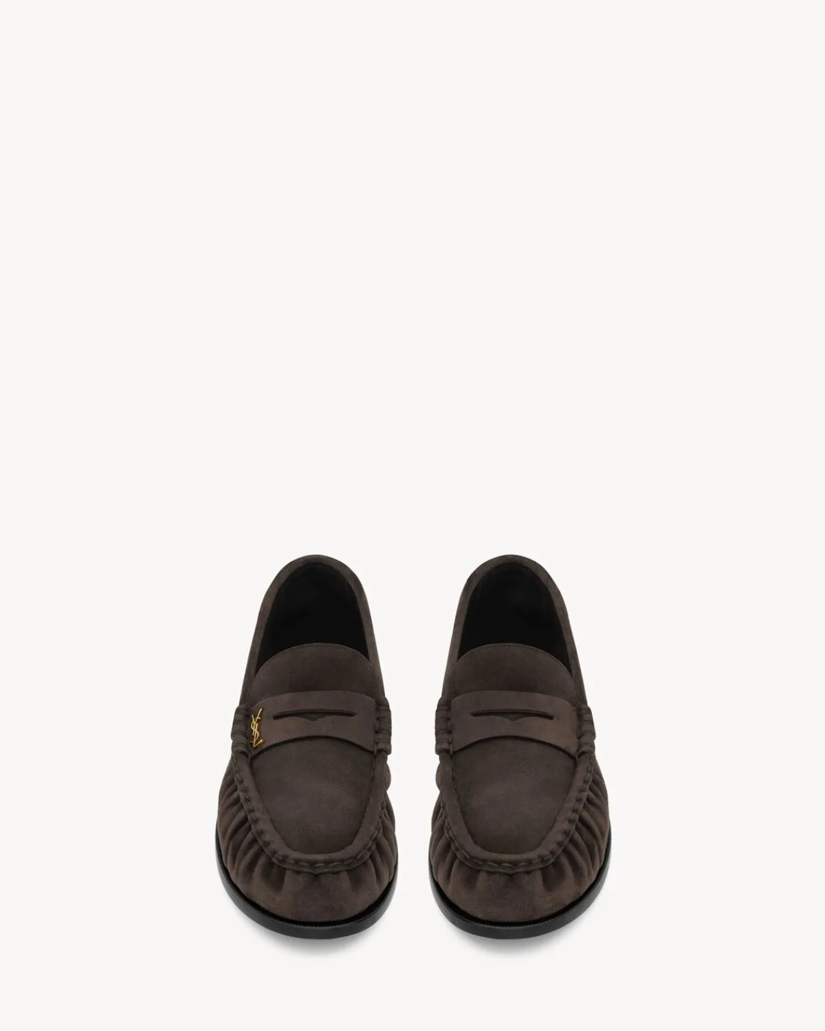 Saint Laurent Loafers-LE LOAFER penny slippers in suede DARKCHOCOLATE