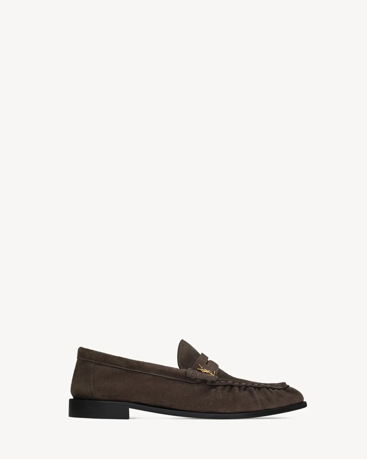 Saint Laurent Loafers-LE LOAFER penny slippers in suede DARKCHOCOLATE