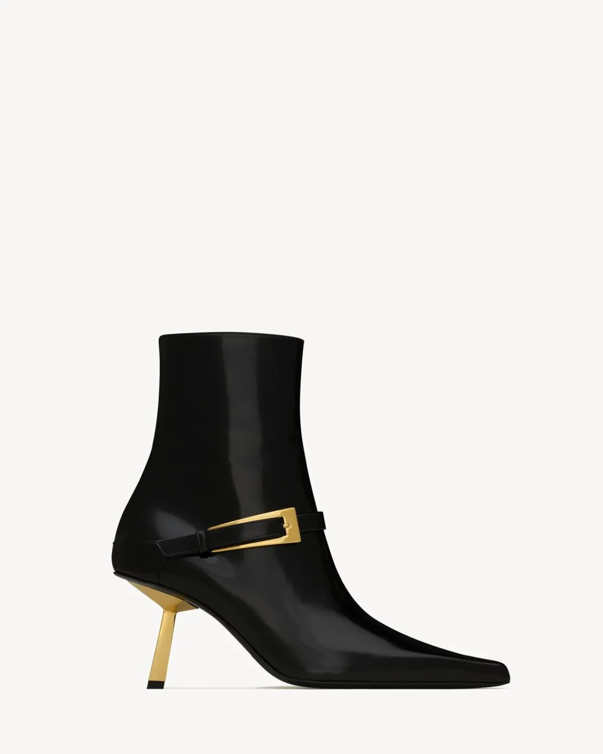 Saint Laurent Boots-LEE booties in glazed leather BLACK