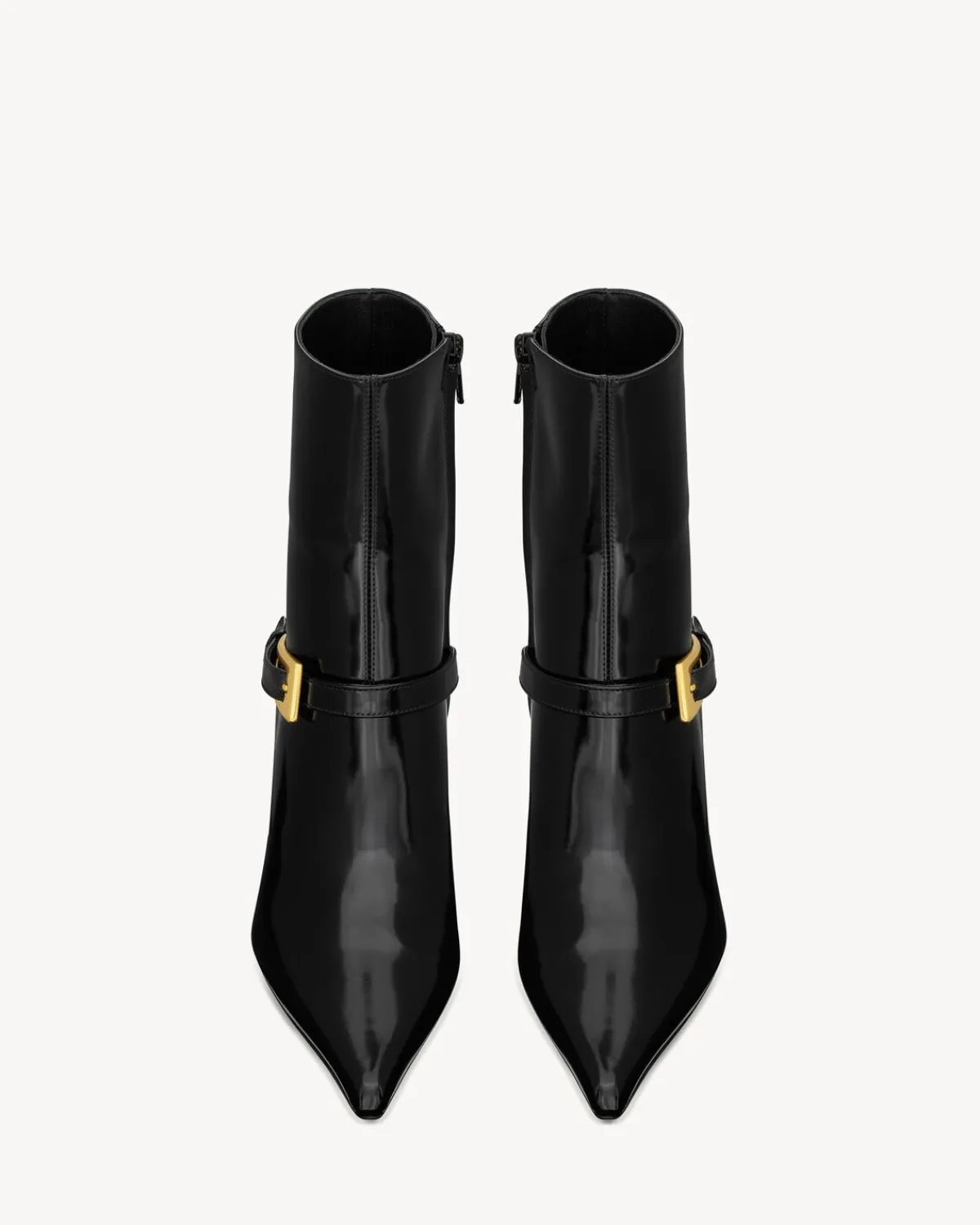 Saint Laurent Boots-LEE booties in glazed leather BLACK